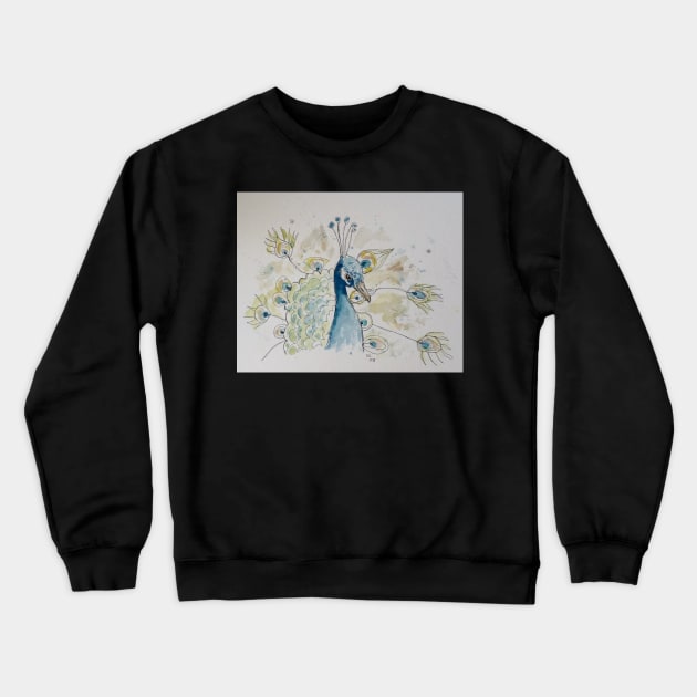 Peacock line drawing Crewneck Sweatshirt by DebTheZeb